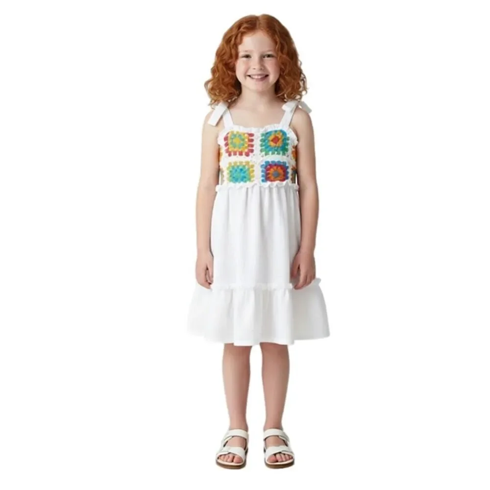NWT Iris & Ivy kids embroidered tiered white sundress, Size 4